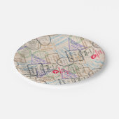 Paspoortzegels reizen papieren bordje (Gekanteld)