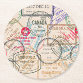 Paspoortzegels reizen ronde kartonnen onderzetter (Voorkant)