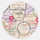 Paspoortzegels reizen ronde sticker (Voorkant)