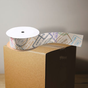 Paspoortzegels reizen satijnen lint