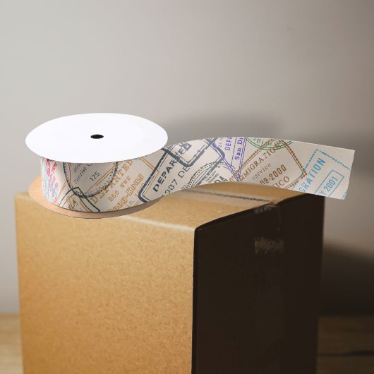 Paspoortzegels reizen satijnen lint