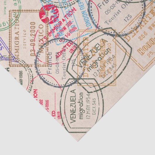 Paspoortzegels reizen tissuepapier (Detail)