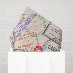 Paspoortzegels reizen tissuepapier