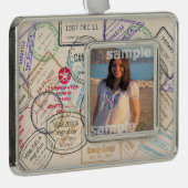 Paspoortzegels reizen verzilverd omlijst ornament (Rechts)