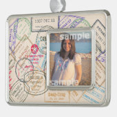 Paspoortzegels reizen verzilverd omlijst ornament (Links)