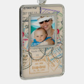 Paspoortzegels reizen verzilverd omlijst ornament (Rechts)