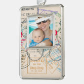 Paspoortzegels reizen verzilverd omlijst ornament (Links)
