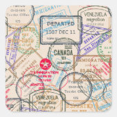 Paspoortzegels reizen vierkante sticker (Voorkant)