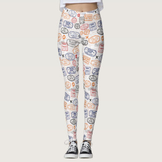 Paspoortzegels voor internationale reisbestemminge leggings