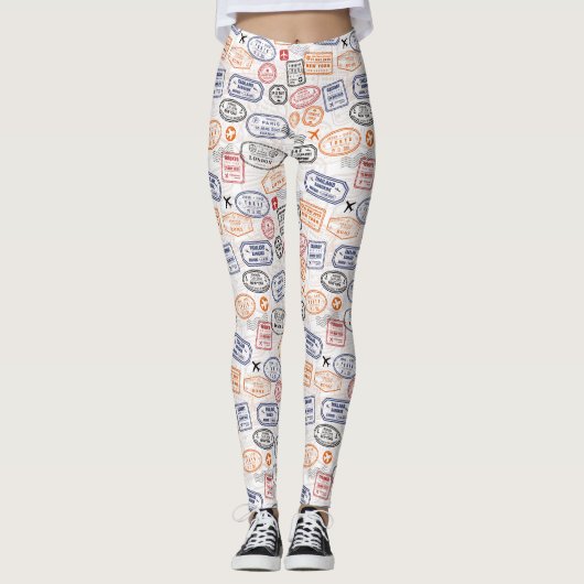 Paspoortzegels voor internationale reisbestemminge leggings (Voorkant)