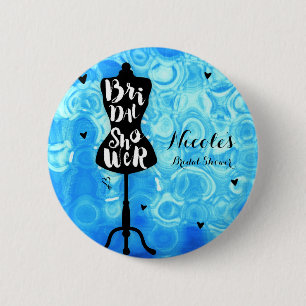Paspop Vintage Retro Blauwe Bruids Shower Ronde Button 5,7 Cm