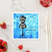 Paspop Vintage Retro Blauwe Bruiloft Servetten (Insitu)