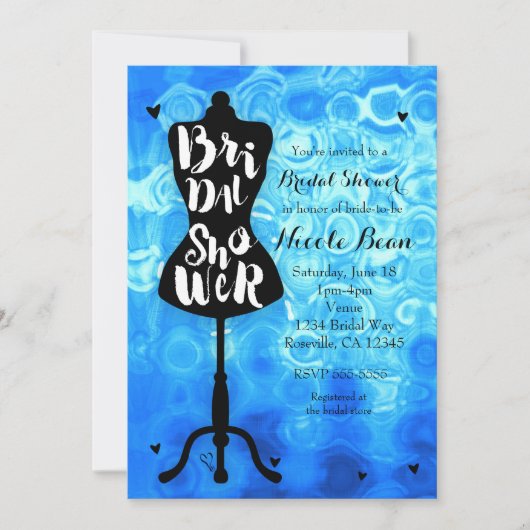 Paspop Vintage Retro Blauwe Bruiloftsshower Kaart (Voorkant)
