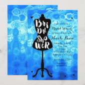Paspop Vintage Retro Blauwe Bruiloftsshower Kaart (Voorkant / Achterkant)