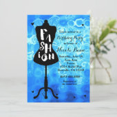 Paspop Vintage Retro Blauwe MODE Feest Kaart (Staand voorkant)