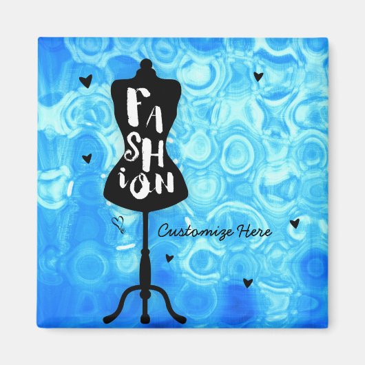 Paspop Vintage Retro Blauwe MODE Magneet (Voorkant)