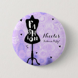 Paspop Vintage Retro Paars MODE Feest Ronde Button 5,7 Cm