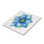 Pasque Flower in Blue Ceramic Tegel Tegeltje (Zijkant)