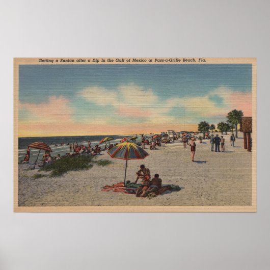Pass-a-Grille Beach, Florida - Sunbathers on Poster (Voorkant)