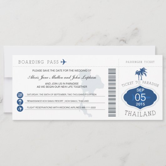 Pass aan Thailand opslaan Datum Save The Date (Voorkant)