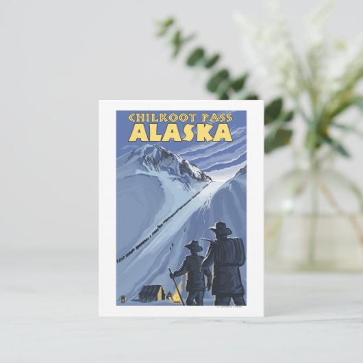 Pass Chilkoot, Alaska Gold Miners Briefkaart (Staand voorkant)
