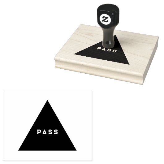 PASS Custom Text Emerald Green Ink Houten Grip Rubberstempel (Gestempeld)