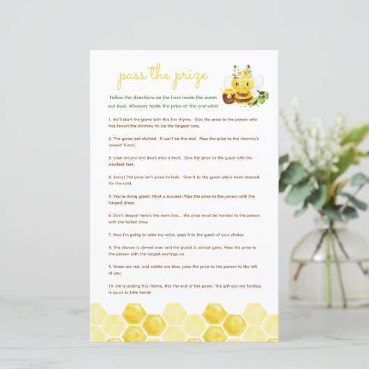 Pass de prijs baby shower spel - bijenhoning (Staand voorkant)