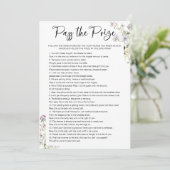 Pass de Prijs Wildflower Vrijgezellenfeest Game Kaart (Staand voorkant)