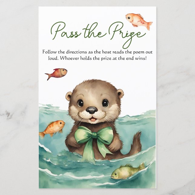 Pass de Prize Game Baby Otter Baby shower (Achterkant)