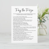 Pass de Prize Vrijgezellenfeest Game Kaart (Staand voorkant)