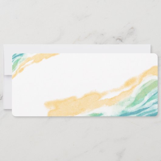 Pass Destination Waterverf Ocean Wedding Kaart (Achterkant)