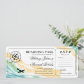 Pass Destination Waterverf Ocean Wedding Kaart (Staand voorkant)