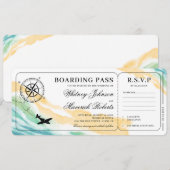 Pass Destination Waterverf Ocean Wedding Kaart (Voorkant / Achterkant)