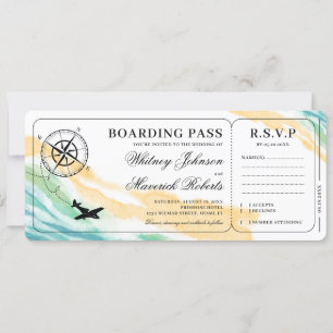 Pass Destination Waterverf Ocean Wedding Kaart