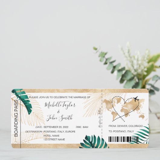 Pass Heart Plane Icon bestemming bruiloft Kaart (Staand voorkant)