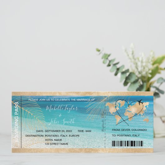 Pass Heart Plane Icon bestemming bruiloft Kaart (Staand voorkant)