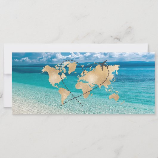 Pass Heart Plane Icon bestemming bruiloft Kaart (Achterkant)