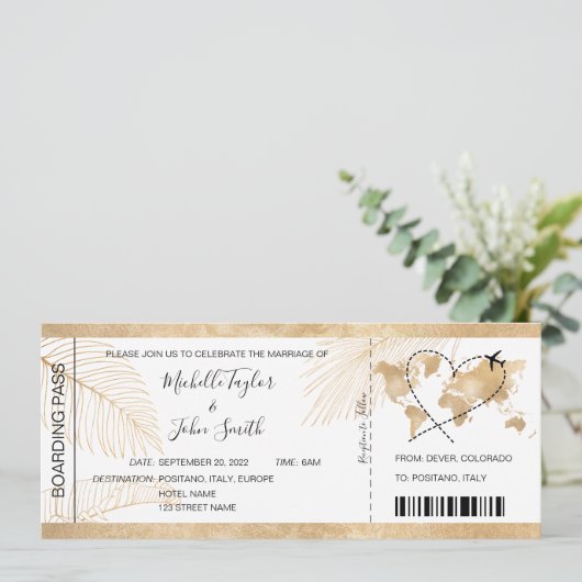 Pass Heart Plane Icon bestemming bruiloft Kaart (Staand voorkant)