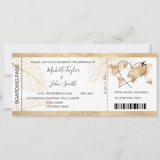 Pass Heart Plane Icon bestemming bruiloft Kaart (Voorkant)