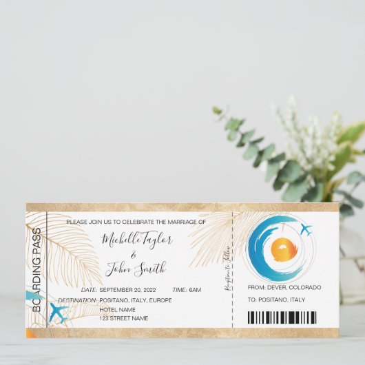 Pass Heart Plane Icon bestemming bruiloft Kaart (Staand voorkant)