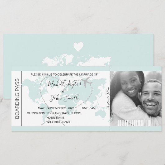 Pass Heart Plane Icon bestemming bruiloft Kaart (Voorkant / Achterkant)