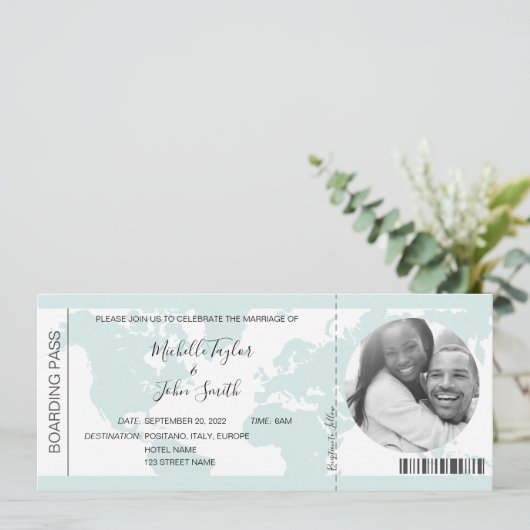 Pass Heart Plane Icon bestemming bruiloft Kaart (Staand voorkant)