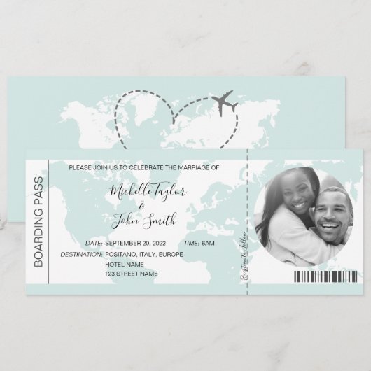 Pass Heart Plane Icon bestemming bruiloft Kaart (Voorkant / Achterkant)