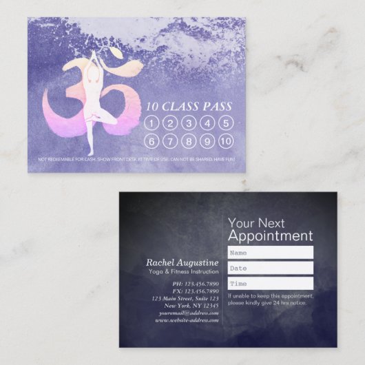 Pass Meditation Pose om Sign. YOGA-klasse Klantenkaartje (Voorkant / Achterkant)