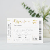 Pass Plane Ticket Gold Destination RSVP Kaartje (Staand voorkant)