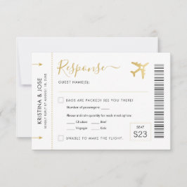 Pass Plane Ticket Gold Destination RSVP Kaartje