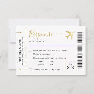 Pass Plane Ticket Gold Destination RSVP Kaartje