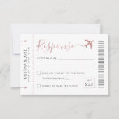 Pass Plane Ticket Roos Gold Destination RSVP Kaartje (Voorkant)