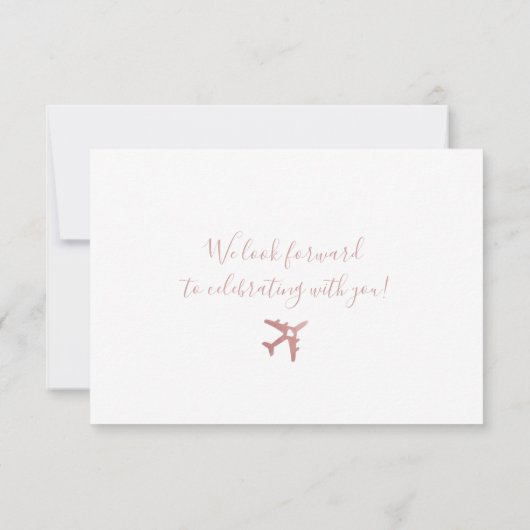 Pass Plane Ticket Roos Gold Destination RSVP Kaartje (Achterkant)