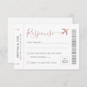 Pass Plane Ticket Roos Gold Destination RSVP Kaartje (Voorkant / Achterkant)